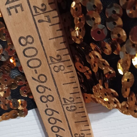 Vtg Pretty Guide Womens XL Sequins Top  Dolman Sleeve Party Black Gold  US - Picture 6 of 7